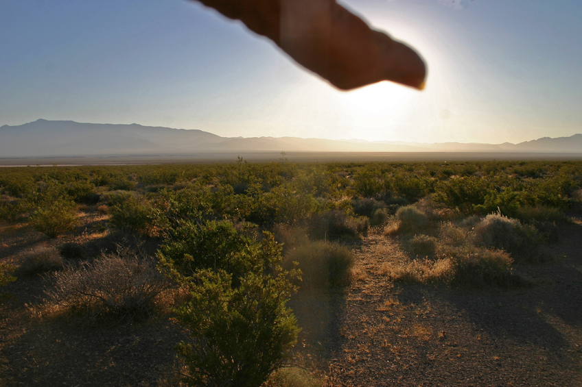 Looking East, with thumb