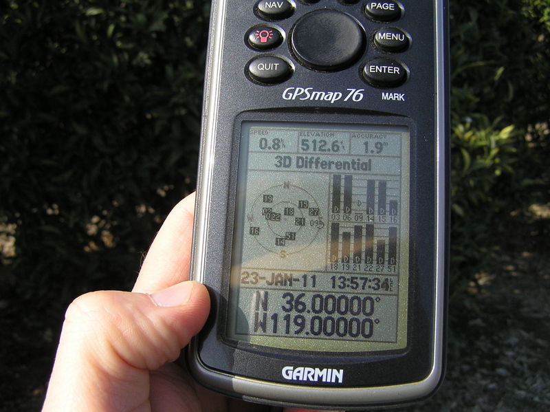 GPS reading at the confluence point.