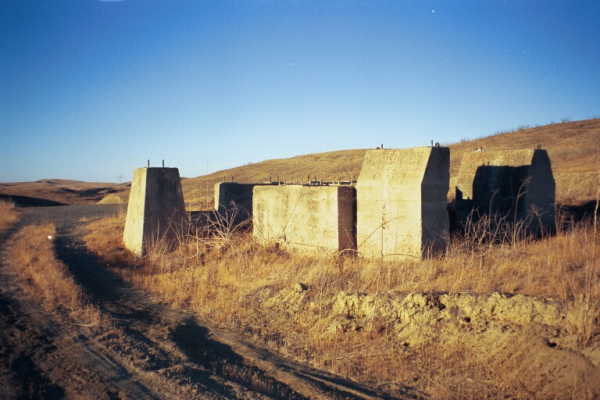 Remnants of oil drilling equipment, just beside the confluence point.