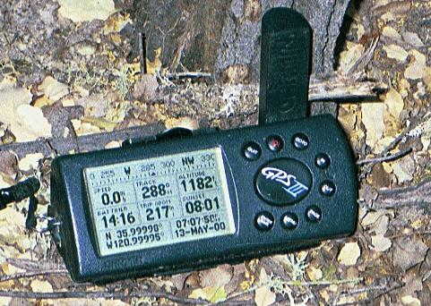 My GPS receiver's display at the confluence point