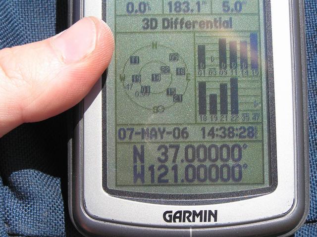 GPS reading at confluence site.