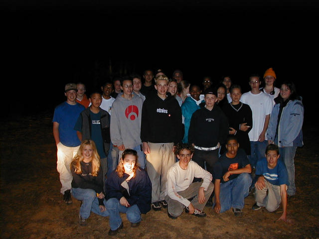 Sacramento Adventist Academy Eighth Grade Students at the Confluence after daylight ran out