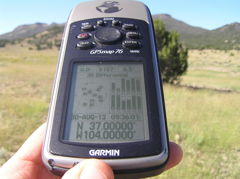 GPS reading at the confluence site with 12 satellites in view.