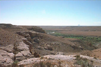 #1: View of the General area.  The confluence is near the river below.