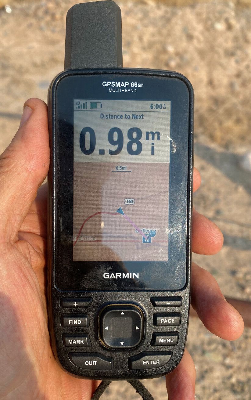My GPS receiver, 0.98 miles from the point