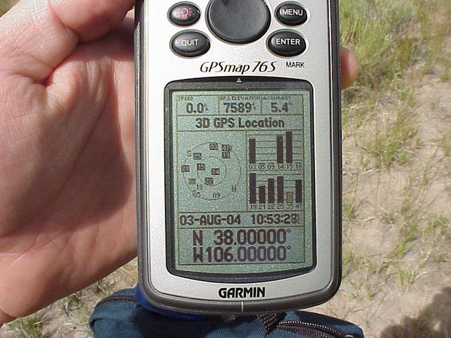 GPS reading at the confluence.