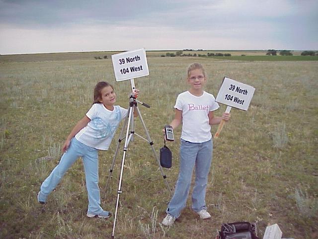 Lilia Kerski and Emily Kerski at the confluence site.