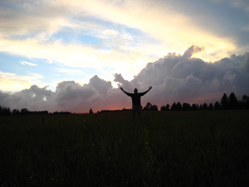 Stunning sunset on our walk to the site!