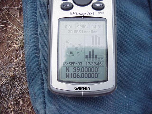 GPS reading at the confluence site.