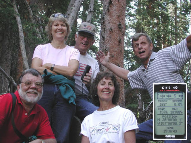 Group at the confluence, with GPS proof