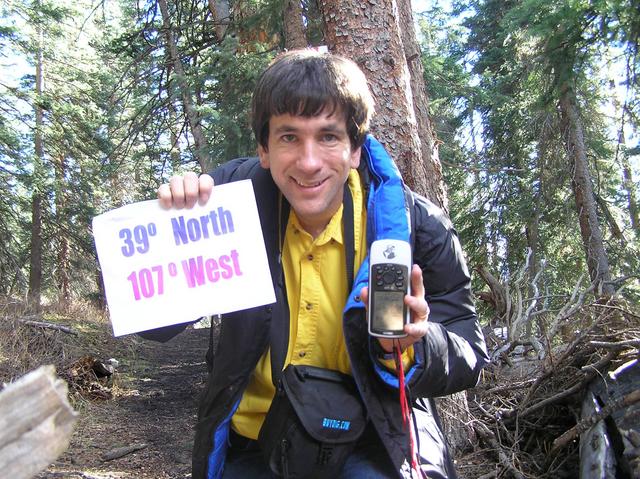 Joseph Kerski at the confluence site.