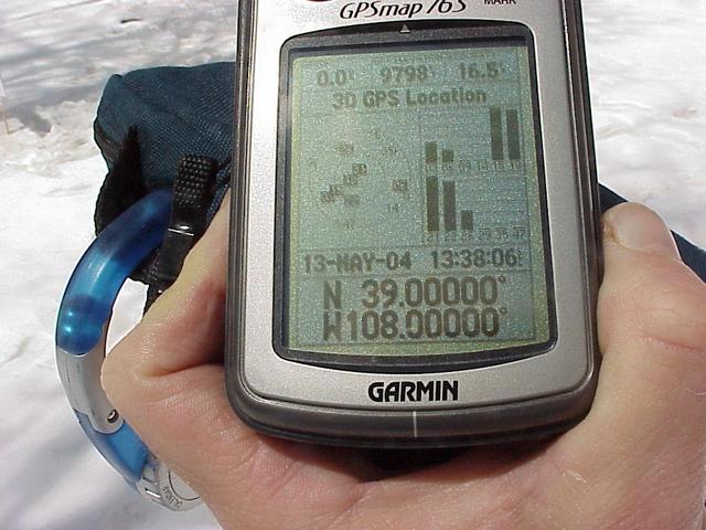 GPS reading at the confluence site.