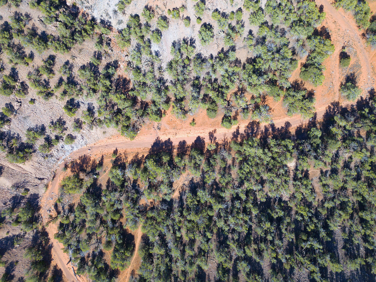 Looking down on the point from a height of 120m