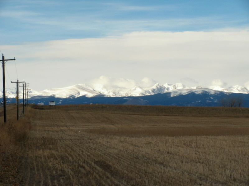 Zoomed in to show snowy Rocky Mountains