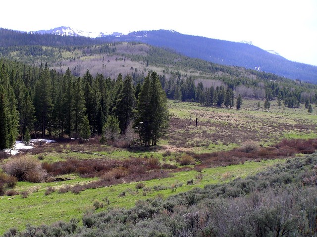 View toward 40 North 107 West, 4 km in the direction of the left center of the photograph.