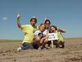 #6: Joseph, Emily, Janell, and Lilia Kerski celebrate their arrival at the confluence.