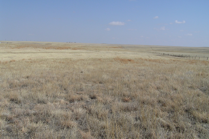 The confluence of 41 North 104 West lies in the foreground of this photograph, looking east.