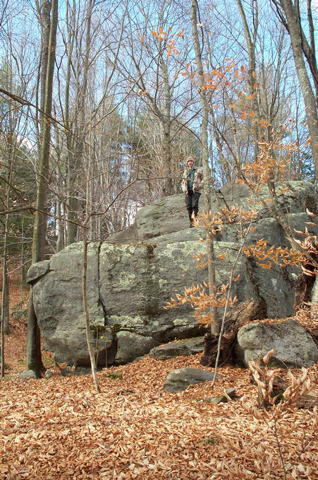 Alex on the granite boulder