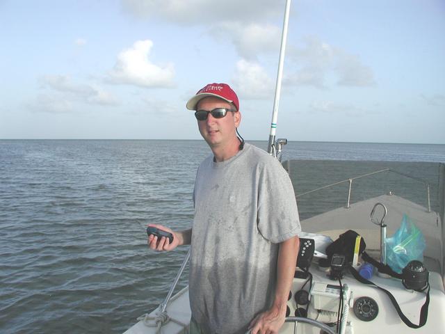 Me on the boat, the confluence is about 60ft off of my right shoulder.