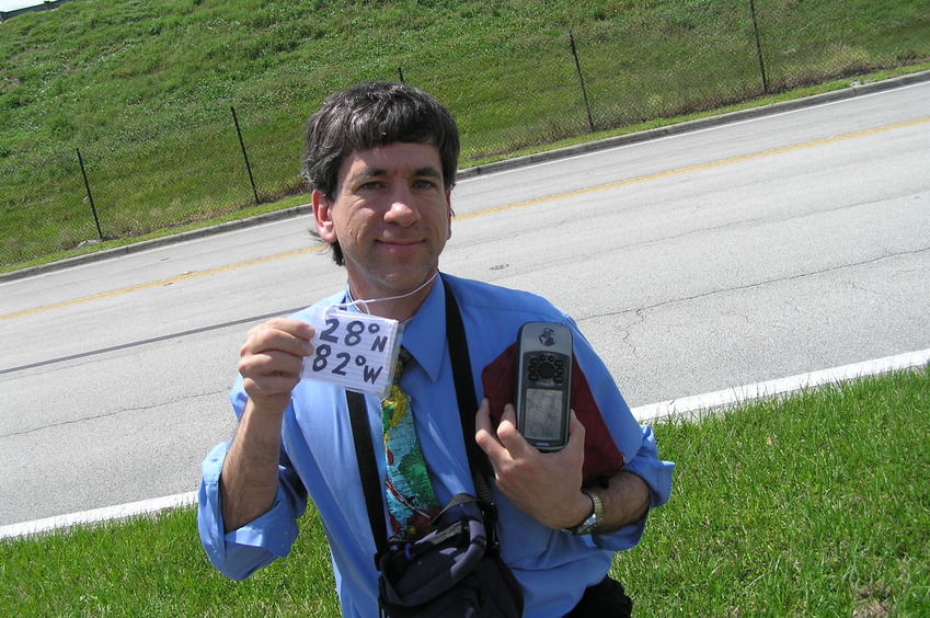 Joseph Kerski at the confluence point.