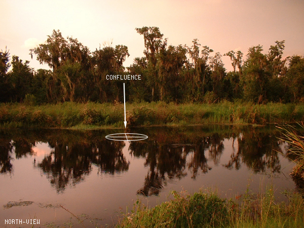 Looking north to the confluence.