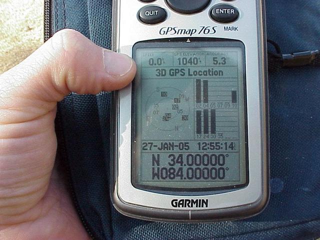 GPS reading at the confluence site.