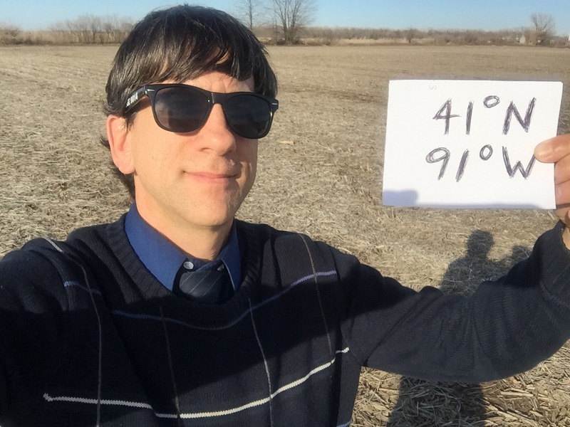 Joseph Kerski at the confluence point.