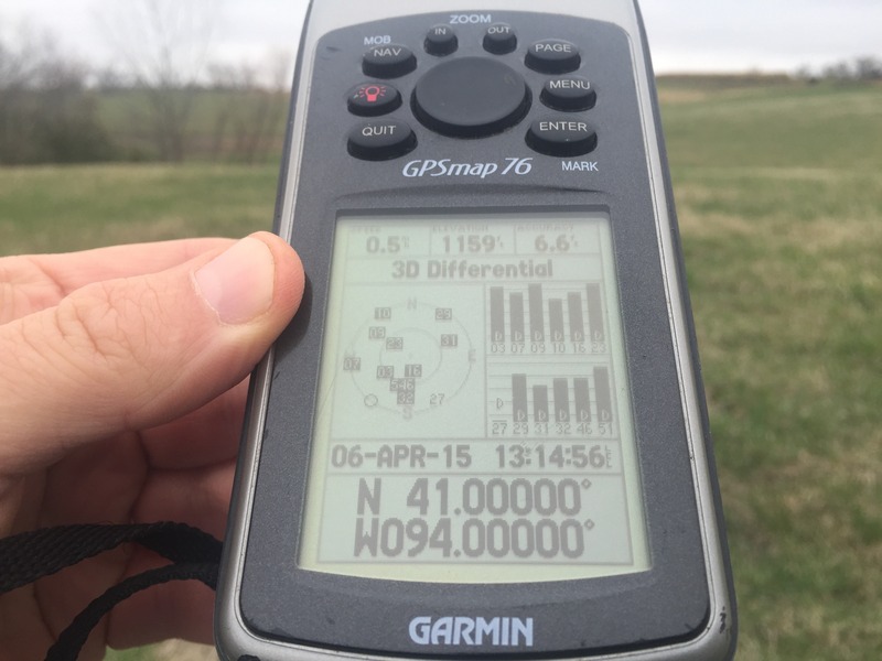 GPS receiver at the confluence point. 