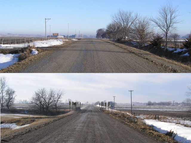Road T, looking north and south from the 41st parallel