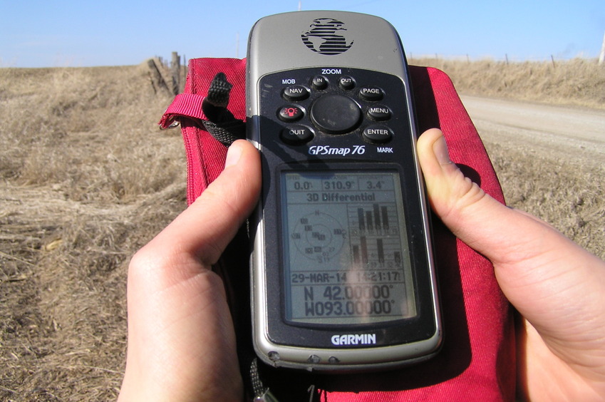 GPS reading at the confluence point.