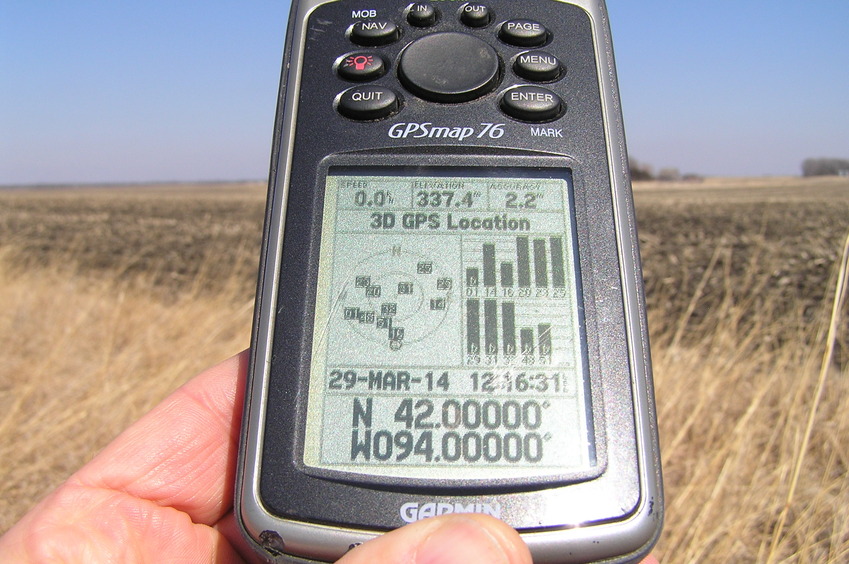 GPS receiver at confluence point.