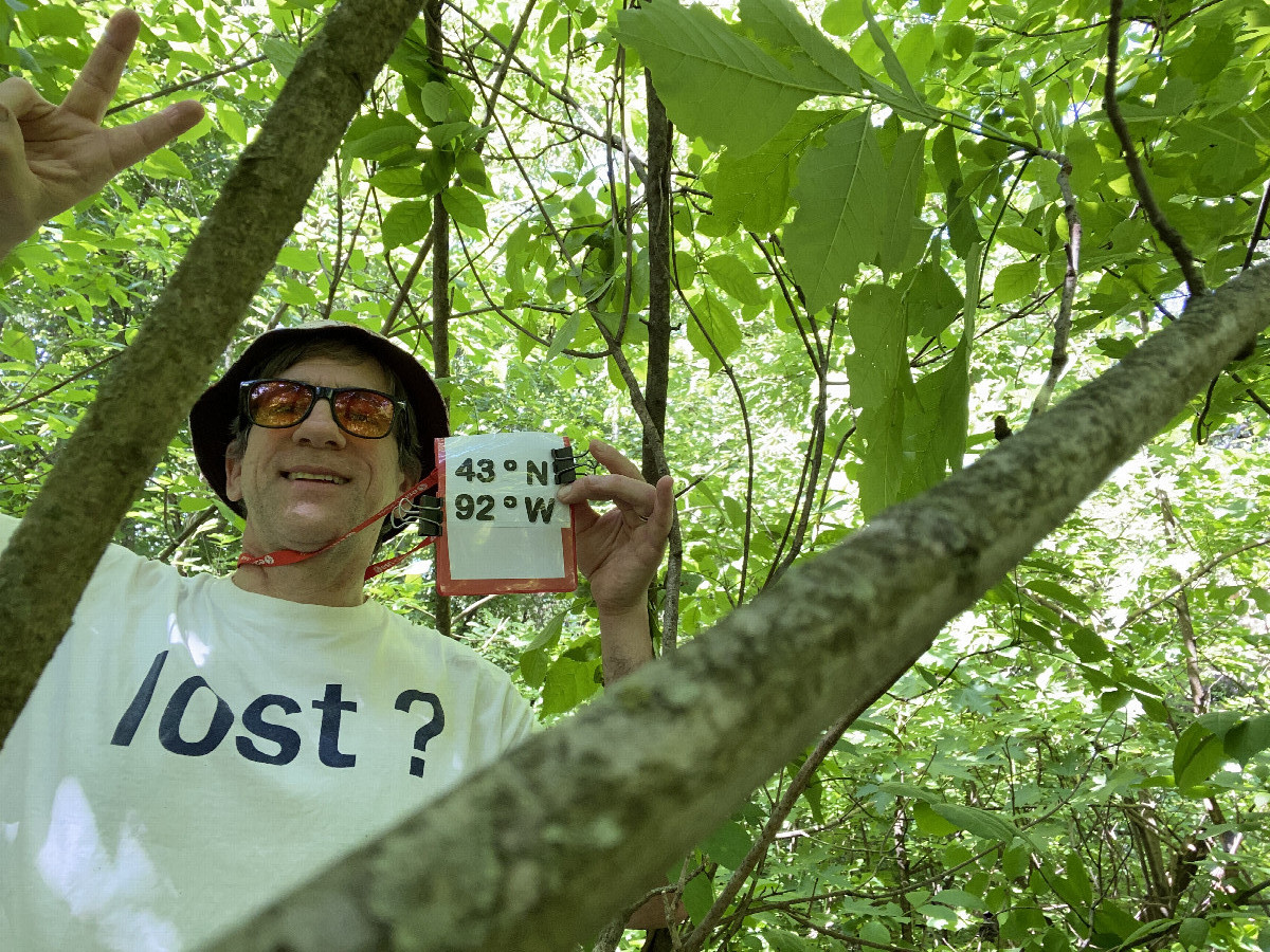 Joseph Kerski at the confluence point. 