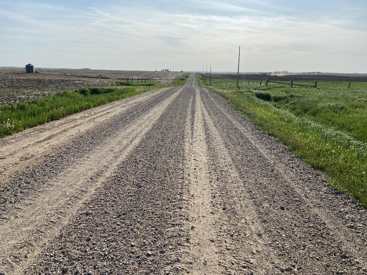 Nearest road to the confluence point looking west.