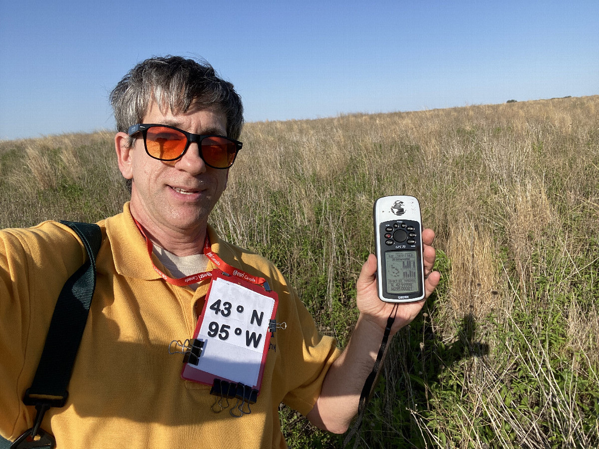 Joseph Kerski at the confluence point.