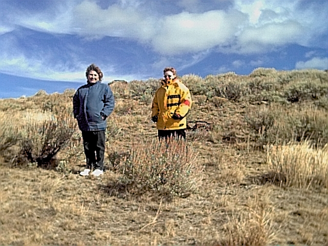 The eastern hillside with some team members.