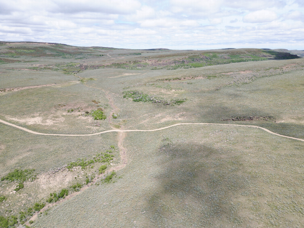 View North, from 120m above the point