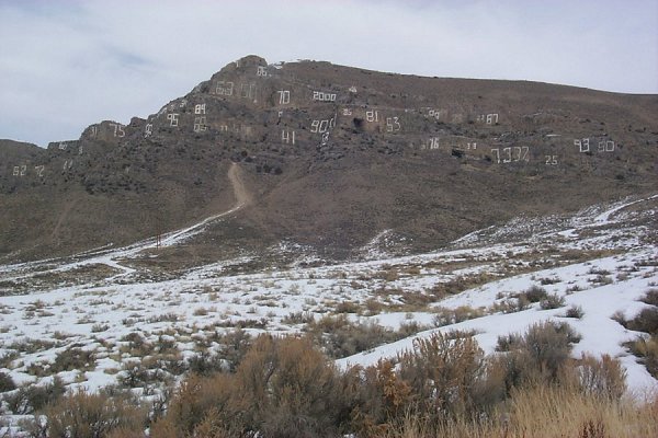 Graduation years painted on mountain in Arco, Idaho