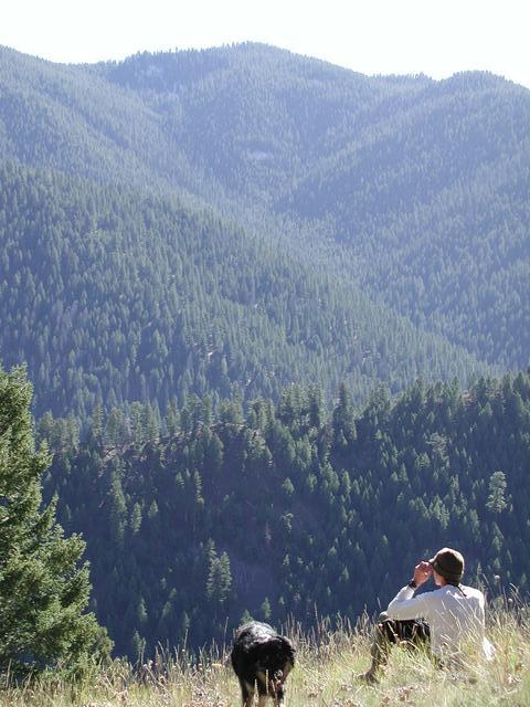 Big Dog and Caleb enjoying the view south from the confluence