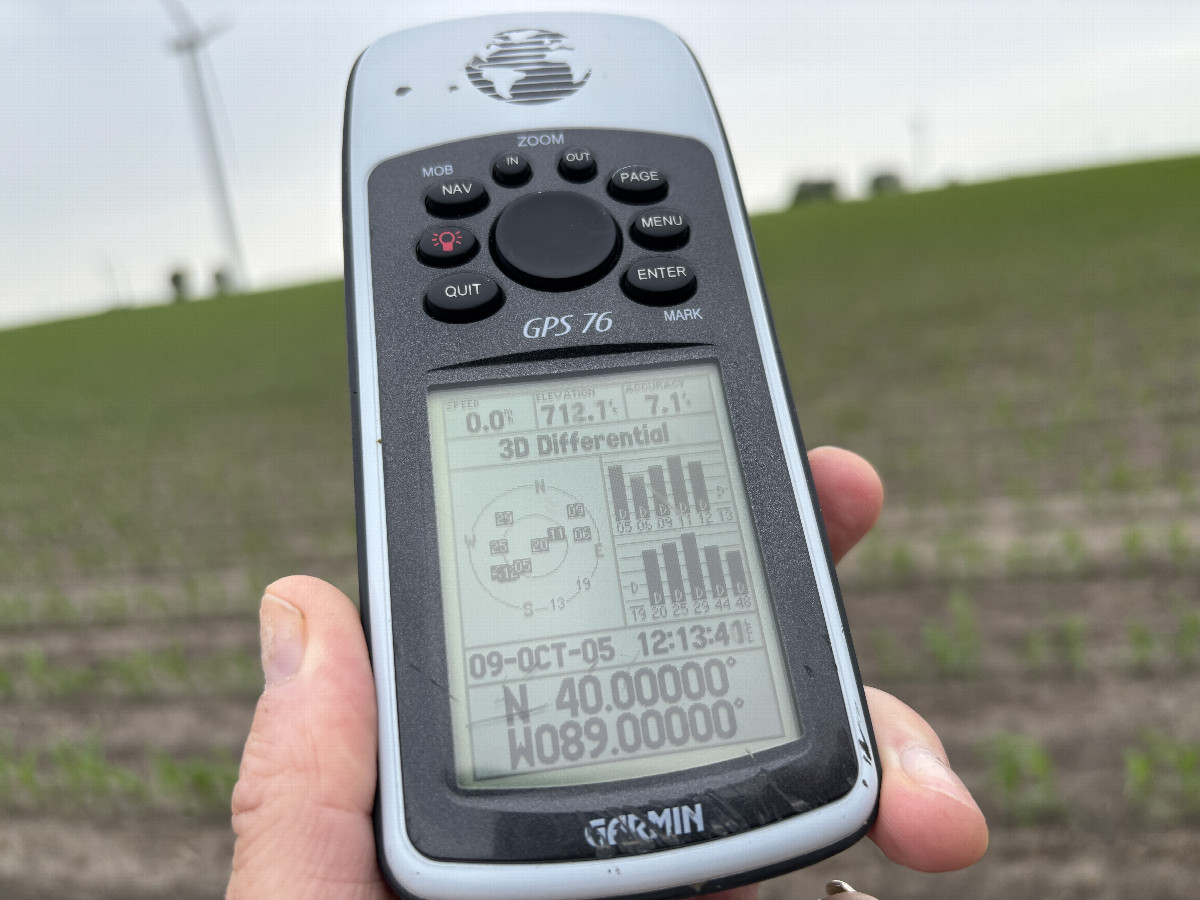 GPS reading at the confluence point.
