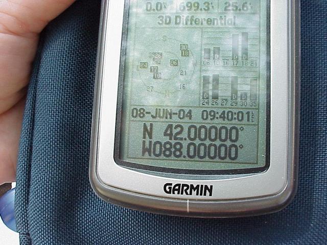 GPS coordinates after 20 minutes of the confluence dance.