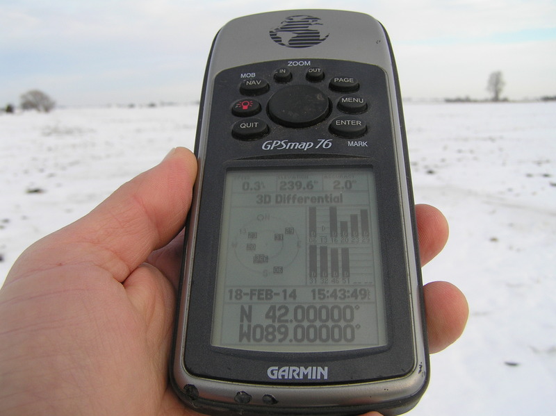 GPS reading at the confluence point.