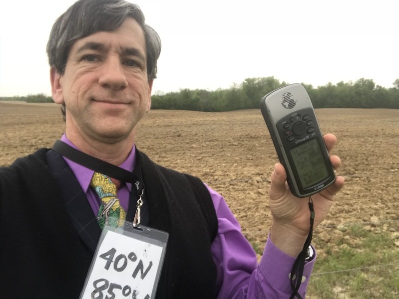 Joseph Kerski at the confluence point. 