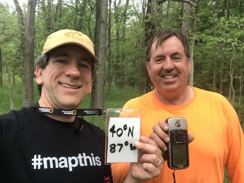 Joseph Kerski and Allan, the landowner, at the confluence point. 