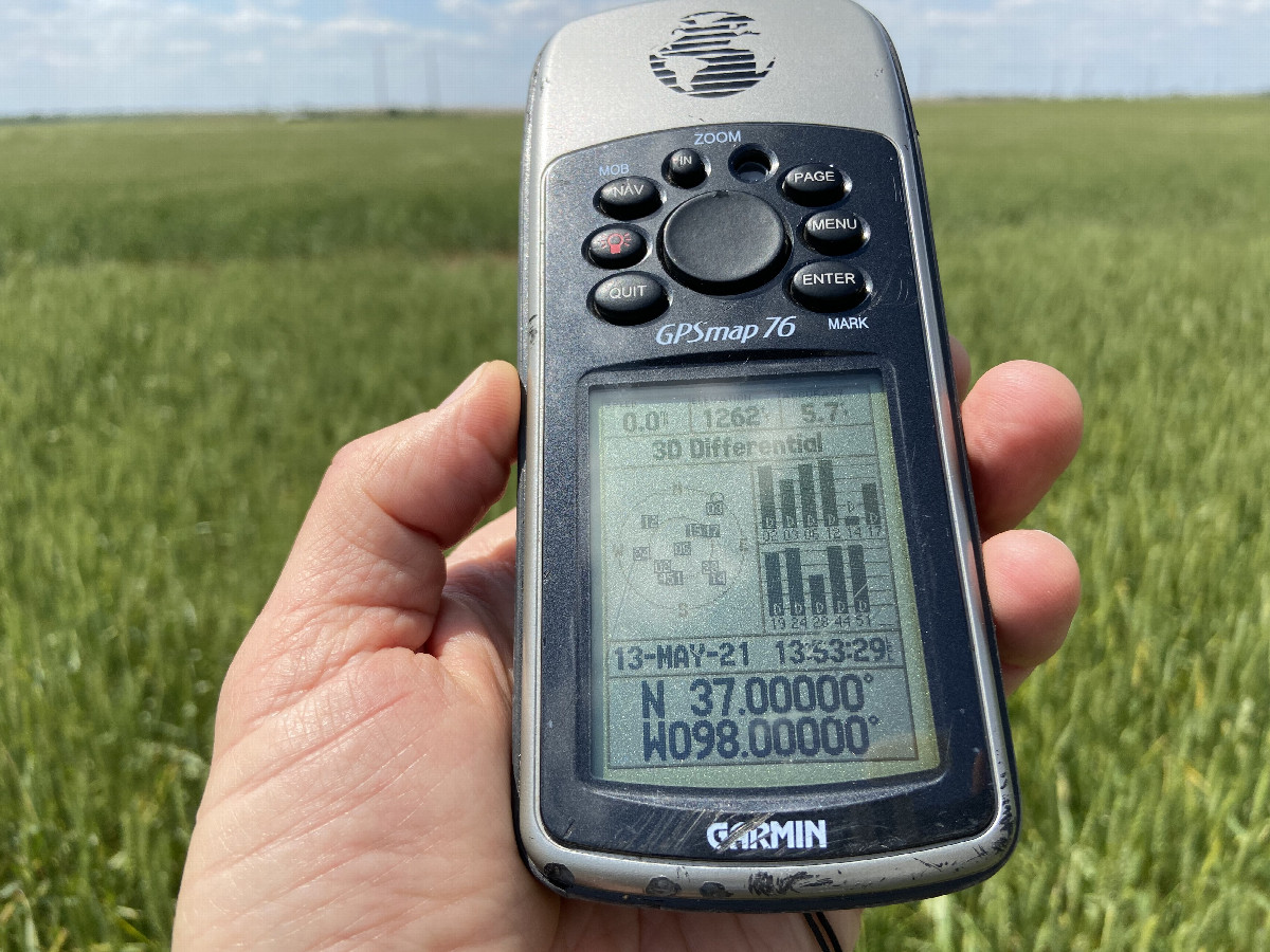 GPS Reading at the confluence point.  