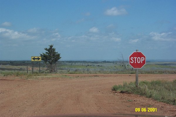 Tee in road where we turned East.