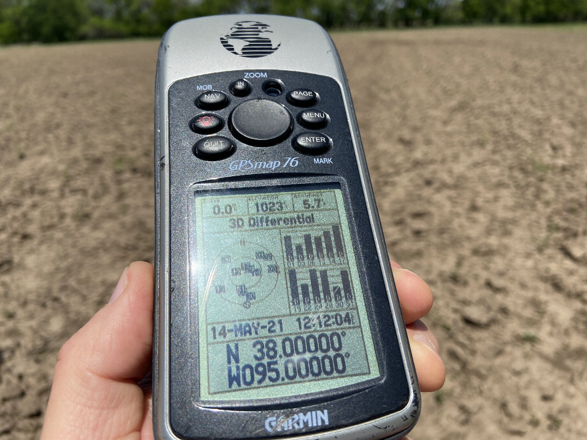 GPS reading at the confluence point. 