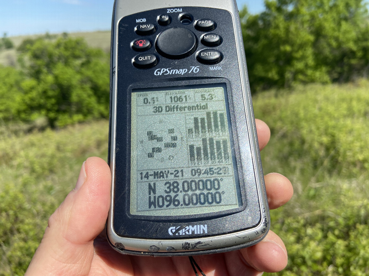 GPS reading at the confluence point. 