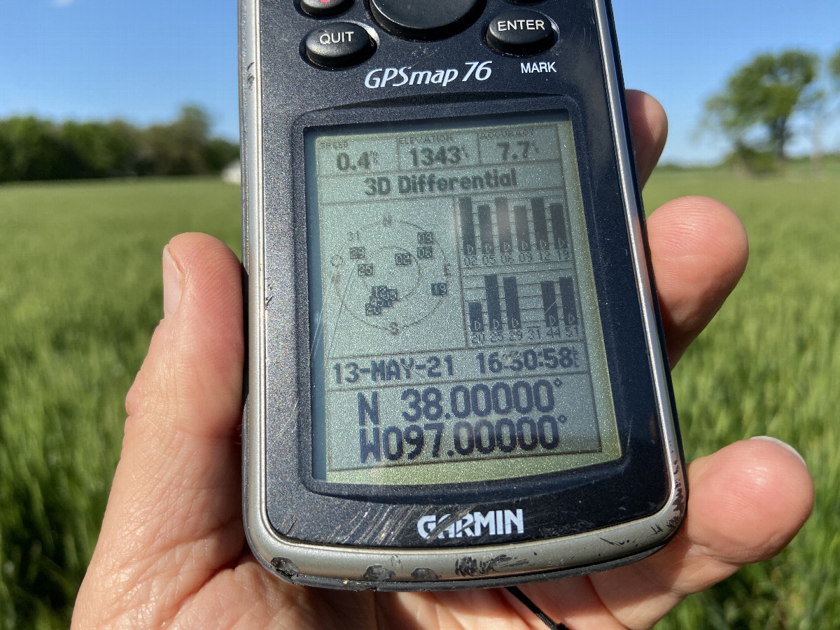GPS reading at the confluence point. 