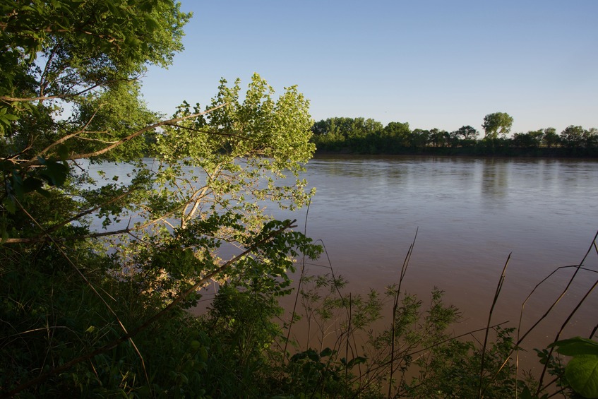 The Kansas River, just 300 feet south of the point