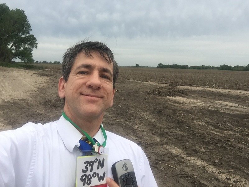 Joseph Kerski at the confluence point. 